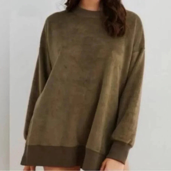 Aerie Cozy Desert Crewneck Sweatshirt Christmas Green Size XSmall - Picture 1 of 15
